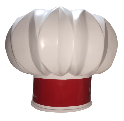 Mô hình nón đầu bếp bằng composite khổng lồ C56cm; D lớn 100cm; D nhỏ 65cm  Cao trụ tròn 27cm